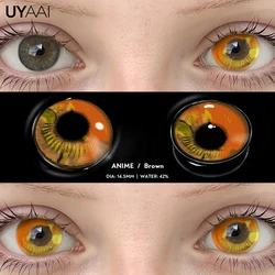 Vibrant Cosplay Halloween Contact Lenses - White, Black, & Red (Anime Brown)