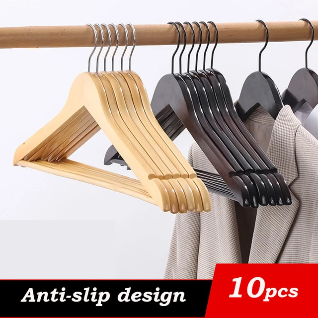 Perchas de madera maciza antideslizantes, Perchas de Metal Para Ropa,  pantalones, organizador de armario - AliExpress