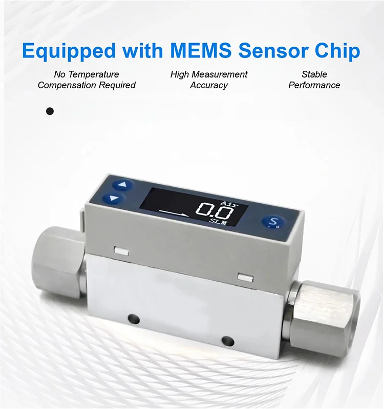 TC5200 Thermal Gas Mass Flow Meter LCD Display MEMS RS485 4 20mA PNP NPN for Pho