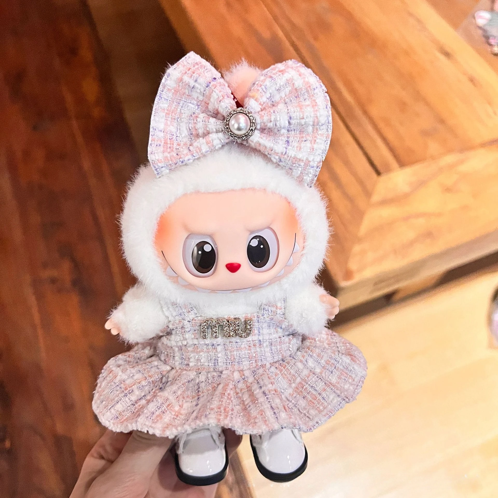 LABUBUセット For 15/17cm Labubus Mini Doll luxury clothes blcak suspender