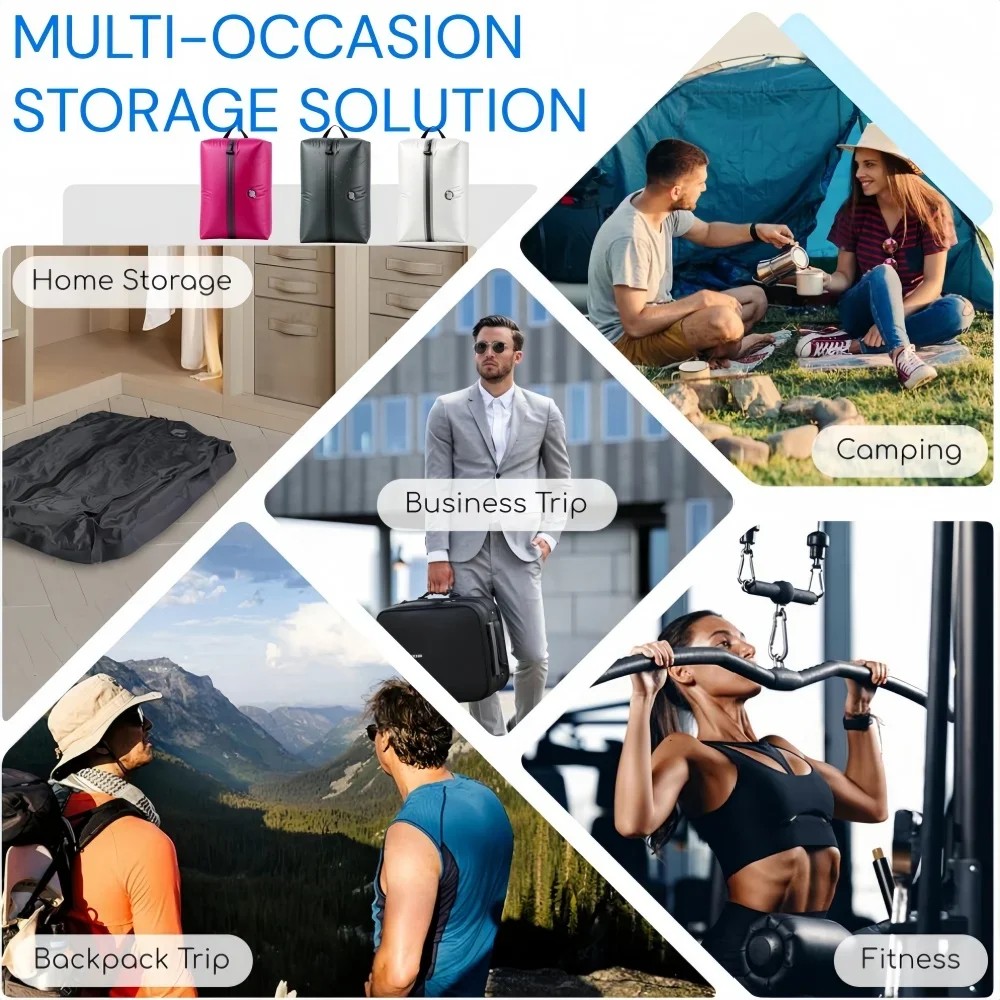 Travel Essentials Vacuum Storage Bags With Air Pump,Reusable Travel Practical Accessories Packing Cubes Vacuum Compression Bag