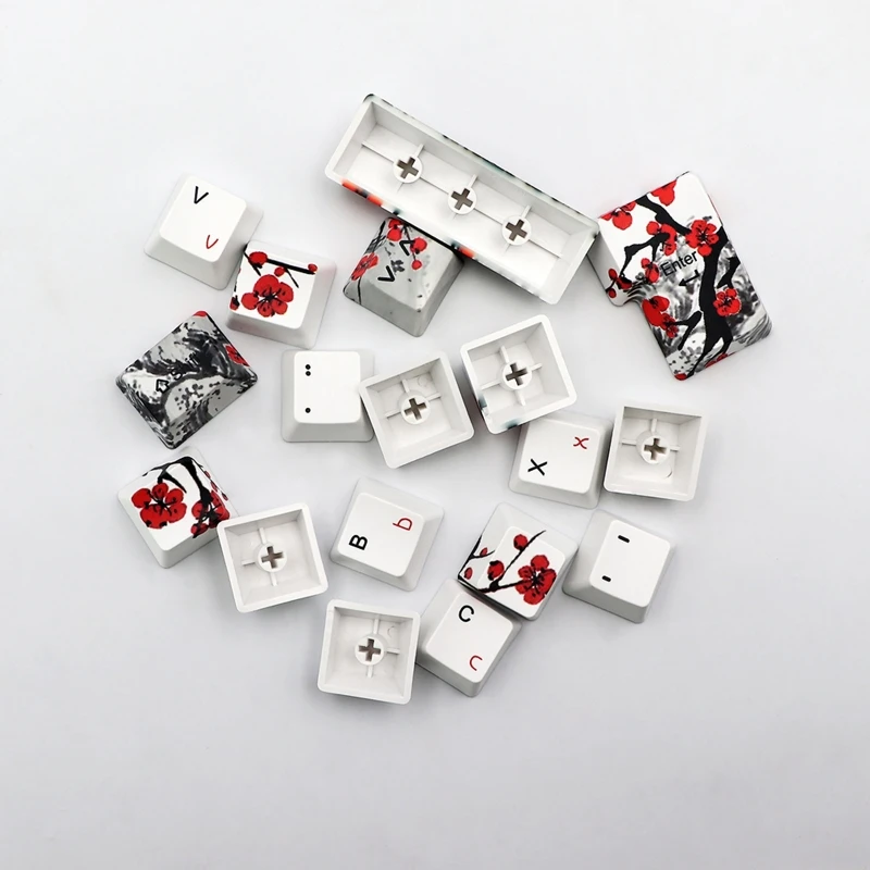 Teclado Mecânico Personalizado Cherry mx Switch Plum Blossom Suíço Francês Alemão Pbt Dye-sub Oem 111 Chaves - Imagem 6