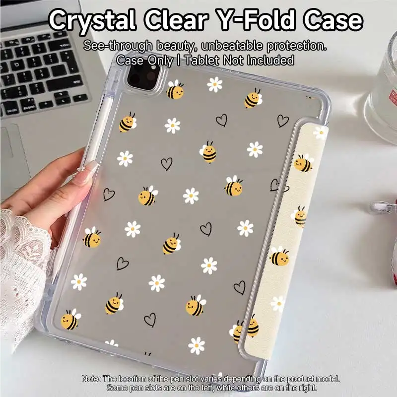 Y-Fold Acrylic iPad Case with Pencil Holder and Double-Sided Pattern