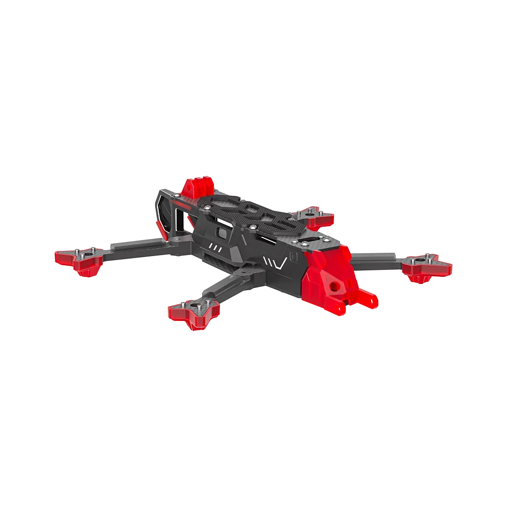 Détail des bras en carbone et du frame central jaune du kit SH CineFlow 5 pour DJI O4
