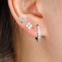 3PCS Stainless Steel Gold Color Circle Hoop Earrings Set for Women Simple Zircon Flower Stud Earring Cartilage Piercing Jewelry - Image 5
