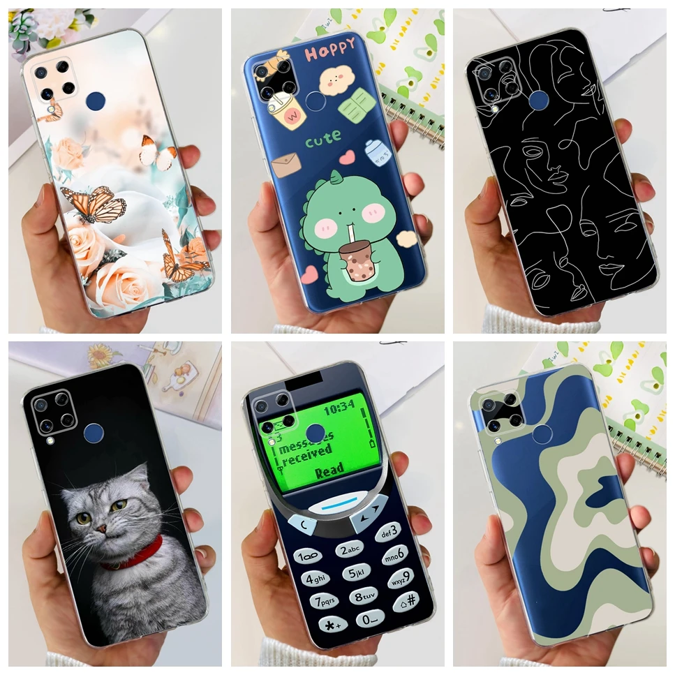 Per Realme C15 Rmx2180 Custodia Morbida Tpu Custodia In Silicone Trasparente Per Oppo Realme C 15 C15 Realmec15 Cover Posteriore Cute Luxury Funda