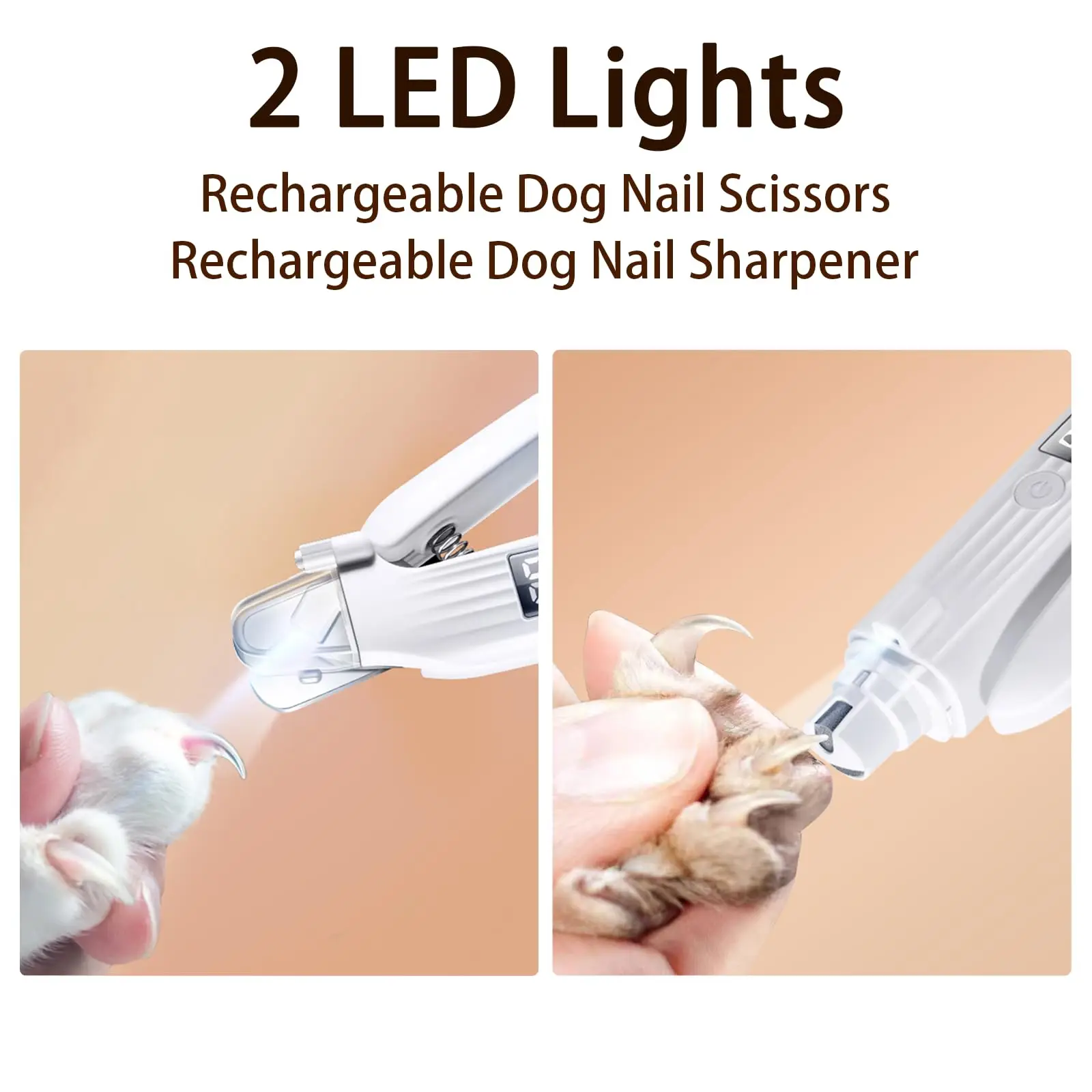 Pet Nail Clipper Pet Nail Clipper with LED Light USB Rechargeable Electric Nail Clipper with Display Grinder Prevent Injury Low Noise