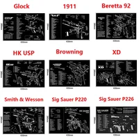 280x430mm Gun Cleaning Rubber Mat With Parts Diagram Instructions Mouse Pad For 1911 Glock HK USP M92 P220 226 1