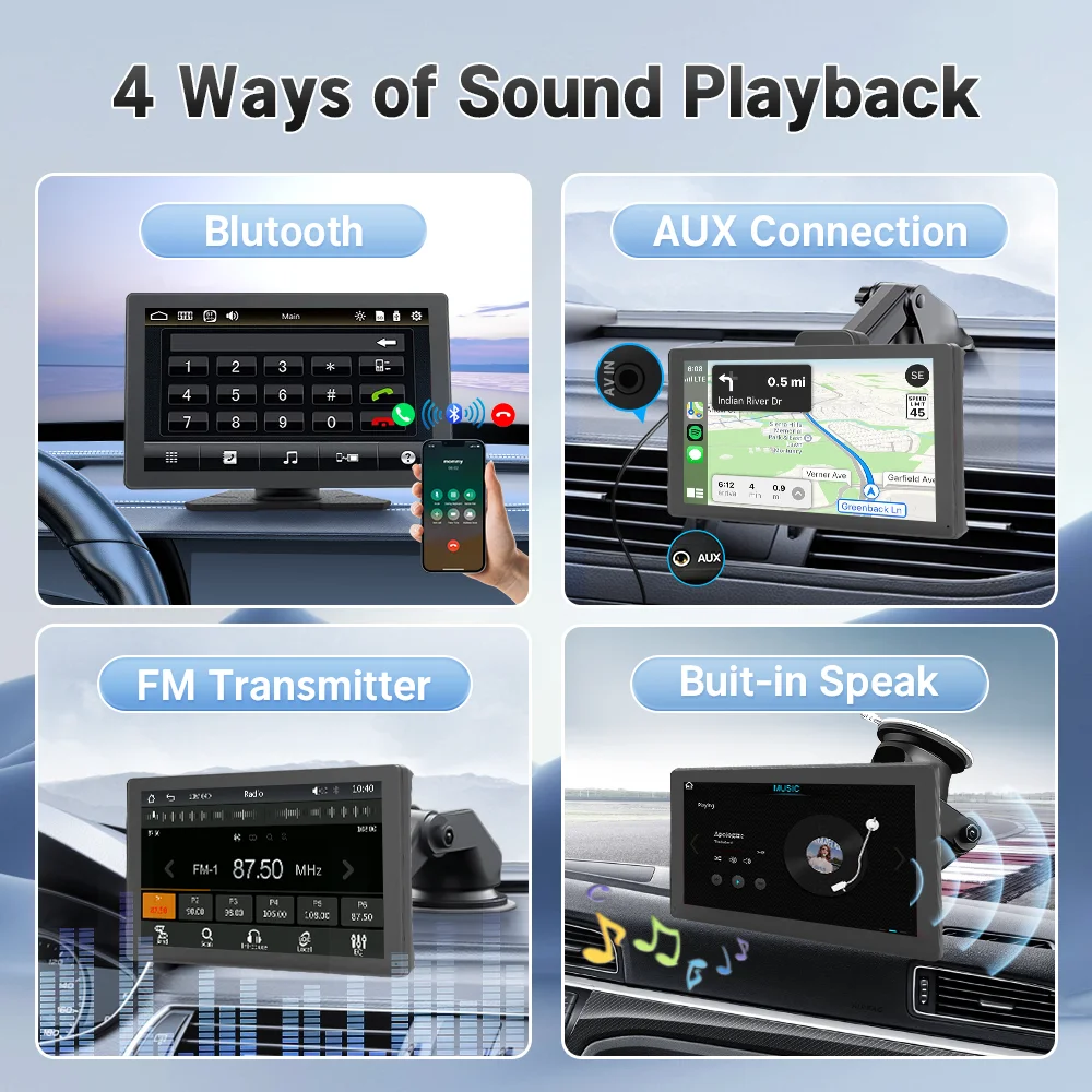 9 인치 휴대용 자동차 라디오 HD 터치 스크린 자동차 비디오 플레이어 무선 CarPlay 안드로이드 자동 후면보기 카메라 블루투스 USB FM