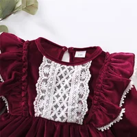 Christmas Party Skirt Baby Girl Long Sleeve Ruffle Satin Finish Dress Fashion Holiday Autumn Winter Wear for Kids Girl 0-7 Years 2