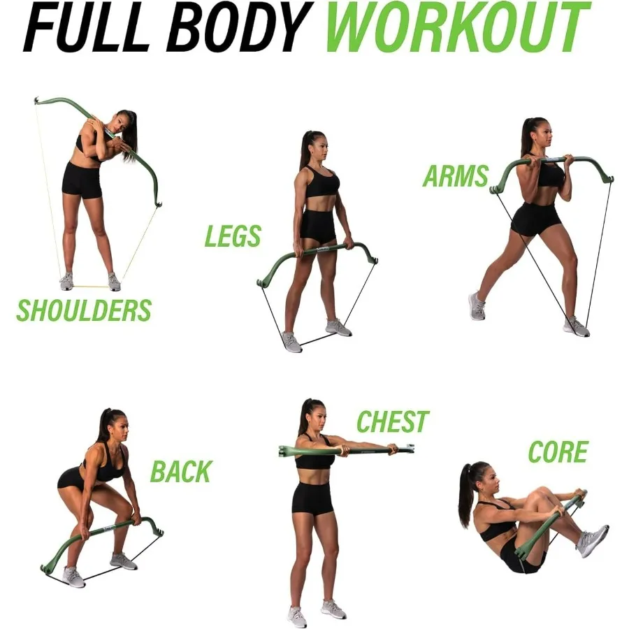 Lite Portable Home Gym Resistance Bands and Bar System for Travel, Fitness, Weightlifting and Exercise Kit, Full Body Workout Eq