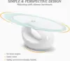 Contemporary Glass Coffee Table for Living Room, Oval Glass Table Set, Tempered Glass Top & Glossy Solid Base , White 6