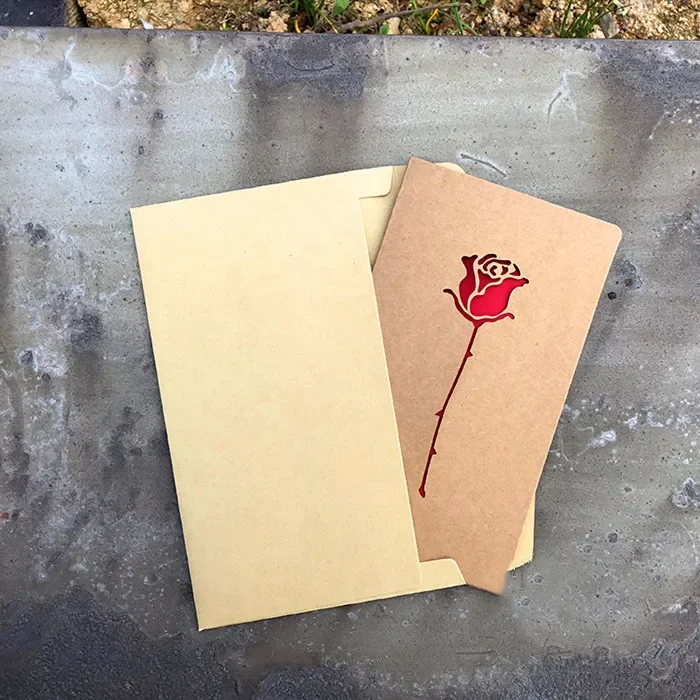 1pcs of Hollow Valentine's Day Mother's Day Greeting Card / Kraft Paper Card Holiday Cards Birthday Cards Blessing Gift Card