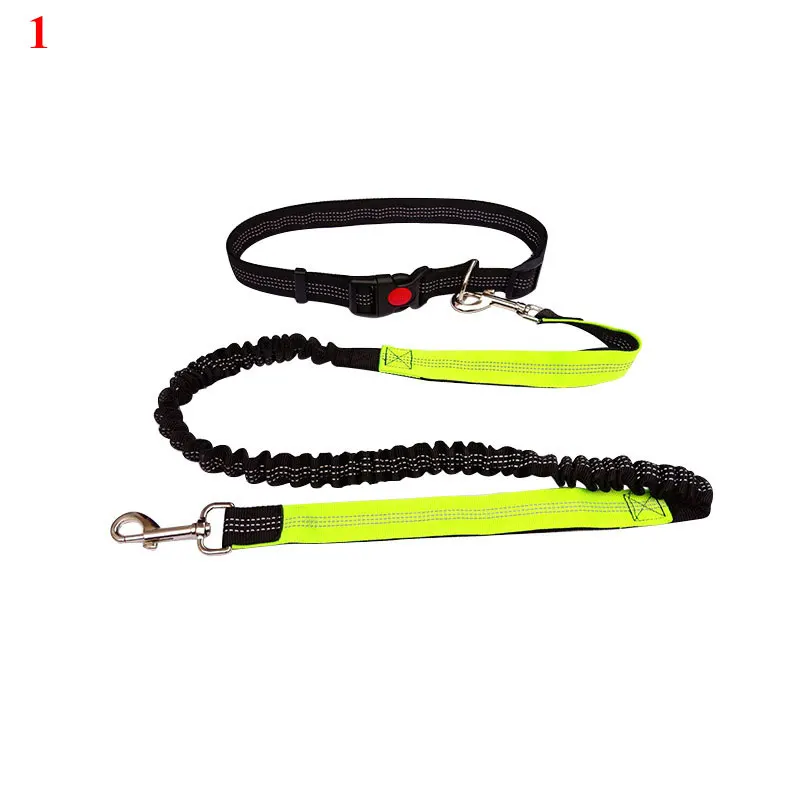 2021 Adjustable Reflective Leash Traction Rope Pet Dog Running Belt Elastic Hands Freely Jogging Pull Dog Collar D-ring Leashes 
