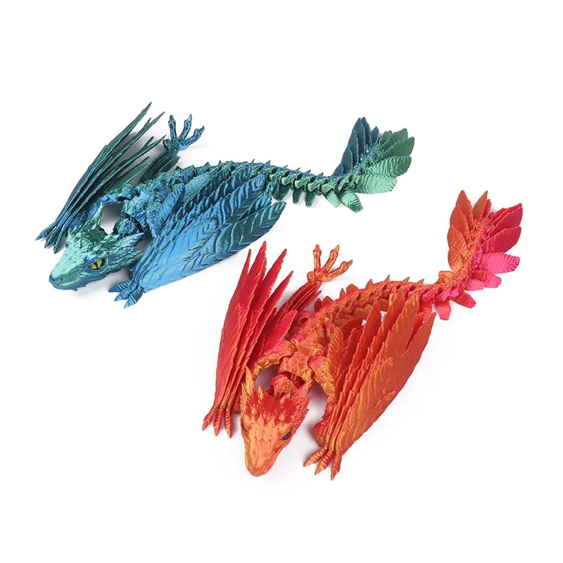 3D 프린팅 드래곤 Archaeopteryx 시뮬레이션 모델 장난감 장식품, 전체 관절 깃털, 이동 및 개방 가능