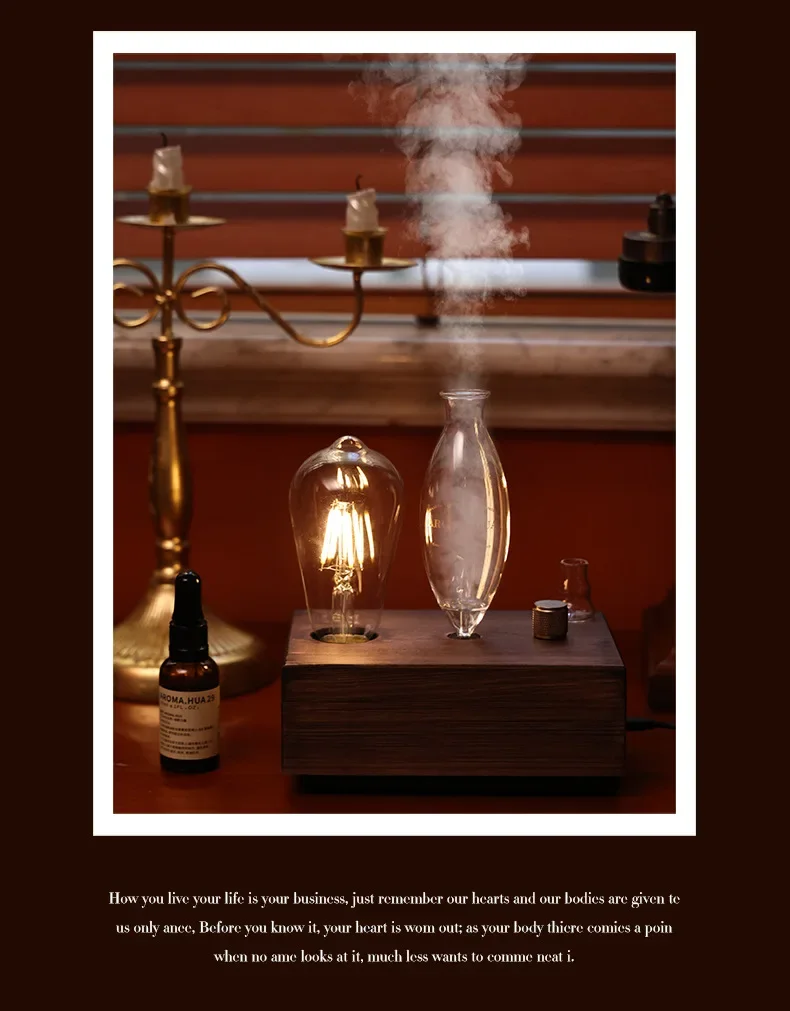 Vintage Aroma Diffuser With Tungsten Filament Lamp And Humidifier_voghion.com