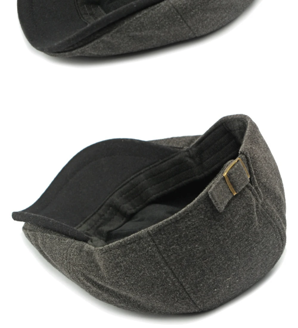 HT4586 Berets Dicke Warme Fleece Gefüttert Ivy Achteckige Flache Kappe Künstler Maler Baskenmütze Hut Herbst Winter Hut Kappe Männer Frauen Baskenmütze Kappe – Detail 13