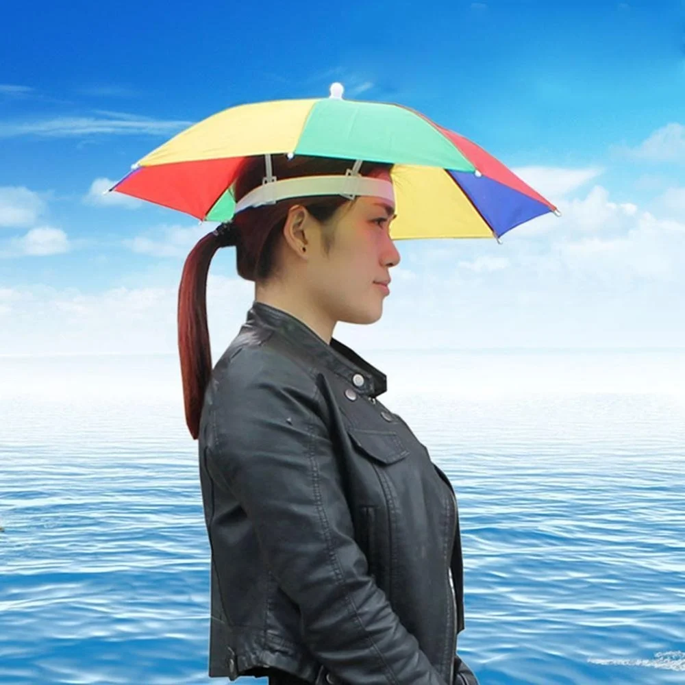

Portable Rain Umbrella Hat Foldable Outdoor Fishing Sunshade Waterproof Camping Fishing Headwear Beach Head Hats Fishing Hat