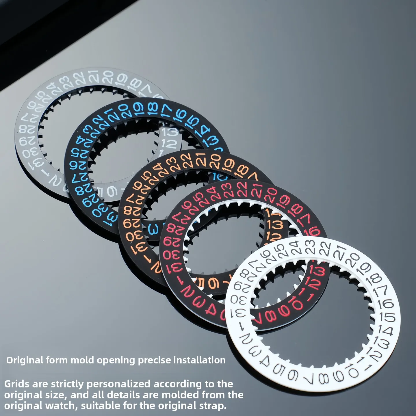 Luminous Watch Calendar Disc with Black, White, and Blue Date Wheel for Movement Modification and Repair, 3.0/3.8 Crown