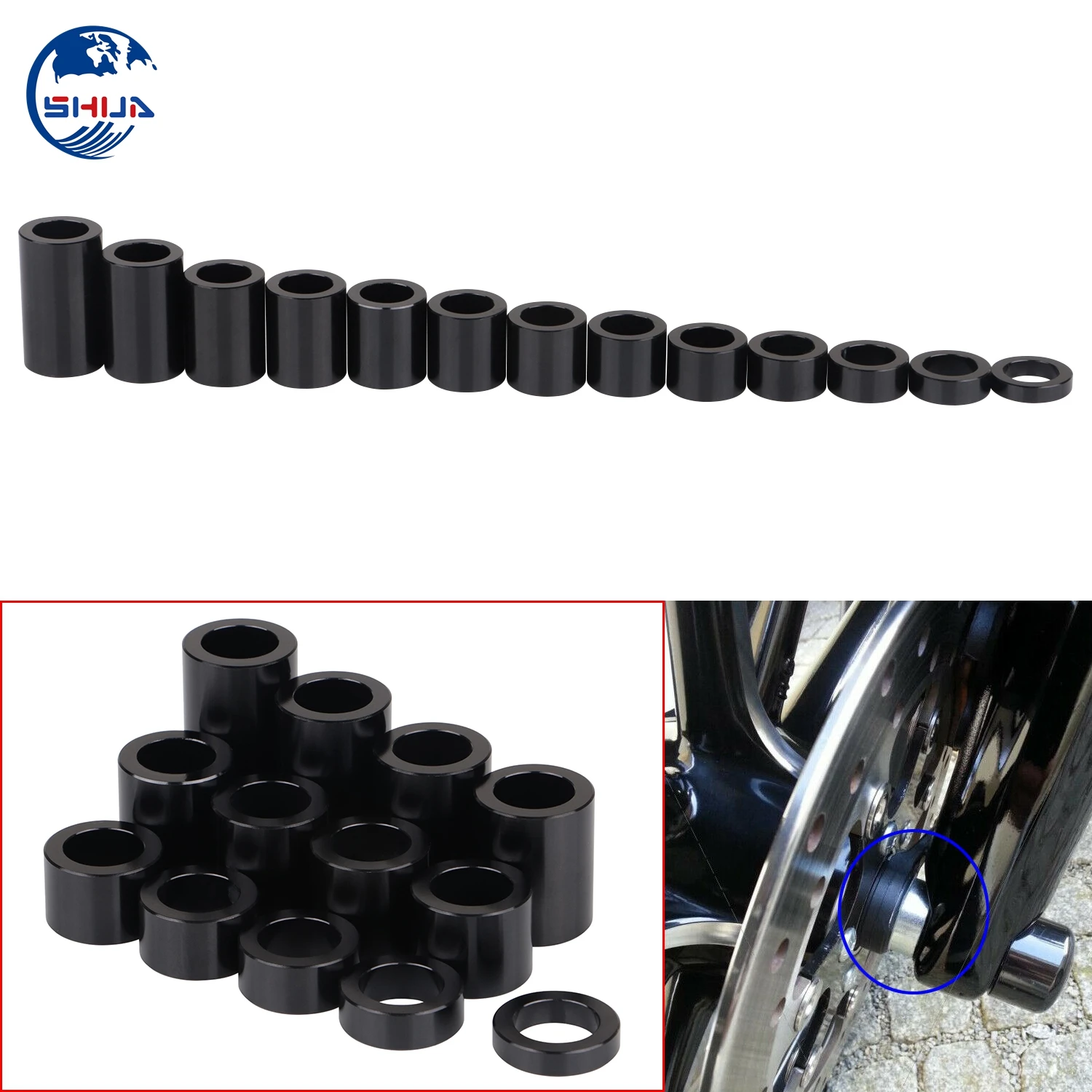MotorcycleBlackCNCAluminumWheelAxleSpacersKitID1OD112forHarley.jpg