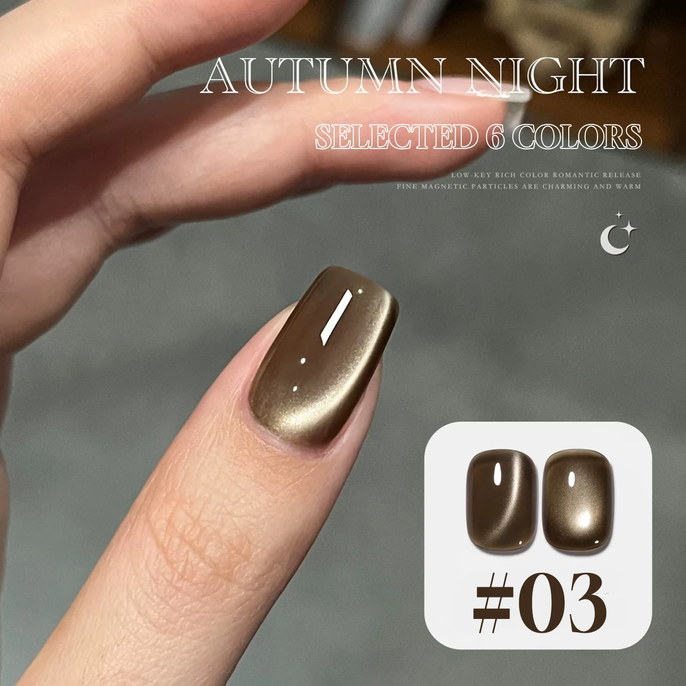 15ML 1-6PCS Light Luxury Coffee Brown Nails Moonlight Cat Eye Magnet Gel Nagellack Nagelset Nagelzubehör Schwarz Gold Nägel – Detail 16