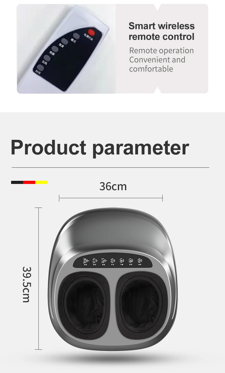 Massaggio elettrico per i piedi, Shiatsu, impastamento profondo, compressione dell'aria per la cura della salute, terapia di riscaldamento a infrarossi, antistress_voghion.com