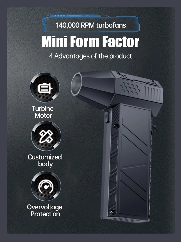 X6 Turbo Jet Fan 140000RPM Air blower Handheld Duct Fan Brushless Motor Jetdry 53M/S Portable Type-C Charging Car Cleaning Dryer 2