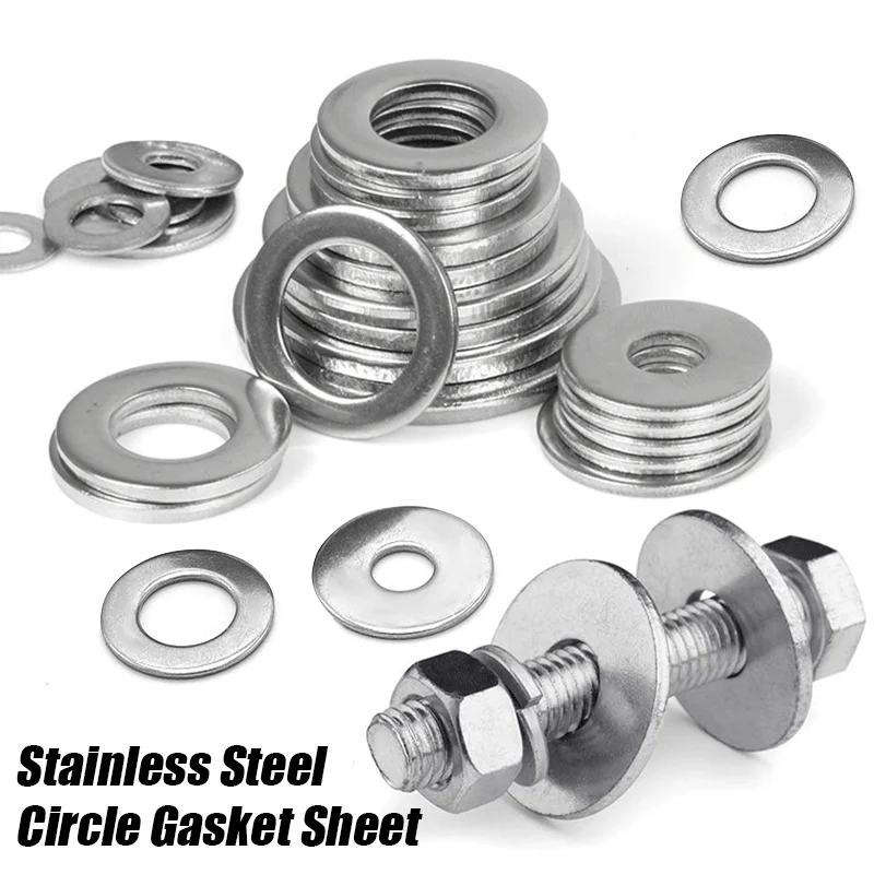

180pcs Stainless Steel Flat Washer Plain Gaskets Metal Rings for Screw Bolt Assortment Kits M2 M2.5 M3 M4 M5 M6 M8 M10