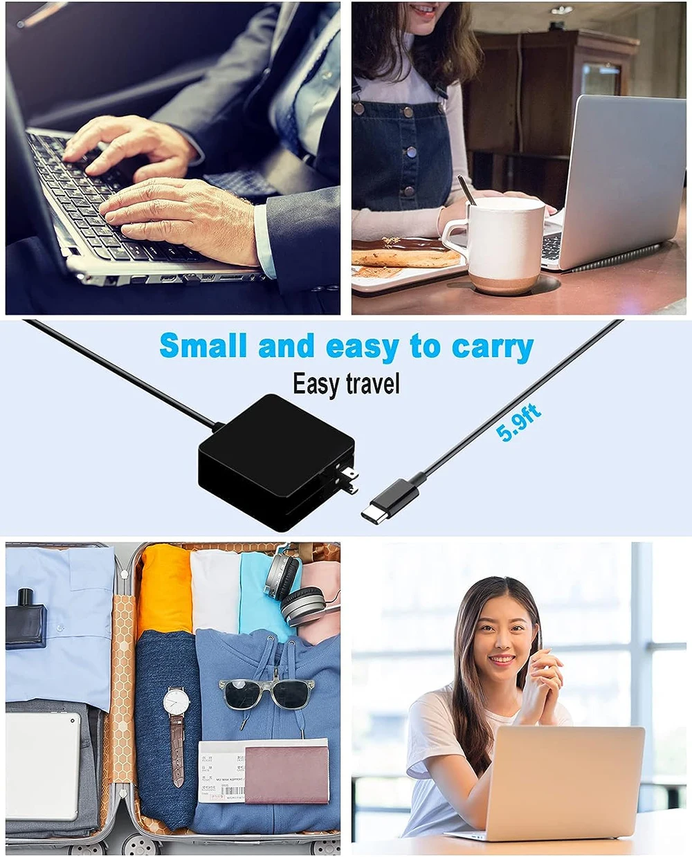 65W USB C Power Adapter Type C Power PD Wall Fast Charger For Mac Book Pro Dell Latitude Lenovo Huawei Matebook HP Laptops laptop charger power adapter