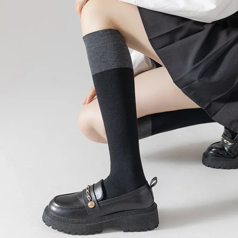 

Calf Socks jk Black Gray Stockings for Women Trendy Japanese Stockings Cotton Simple Ankle Stockings Korean Harajuku Spcks