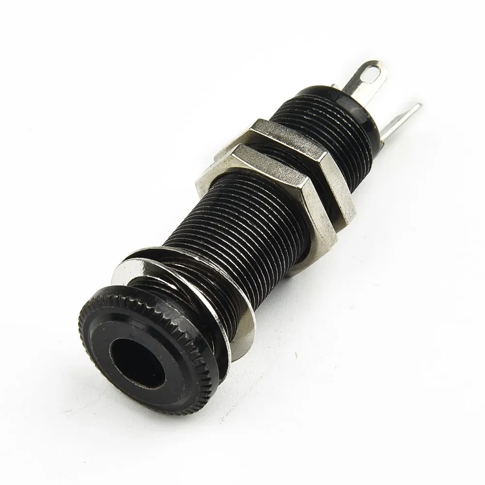 

Black Guitar Bass Output Jack Cylinder Flush Mount 1/4" Jack Metal For Electric Guitar With A Rubber Washer And A Nut