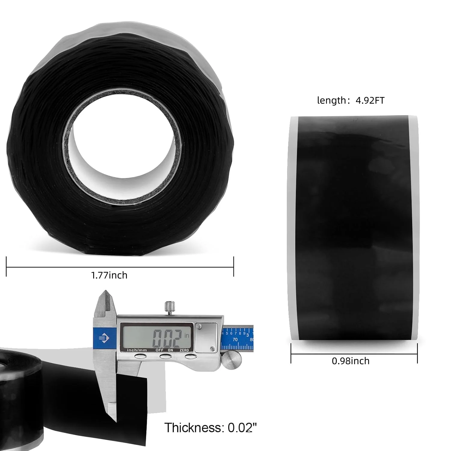 Black Self-Adhesive Silicone Repair Tape - Heavy-Duty, Waterproof, Heat-Resistant, and Insulated