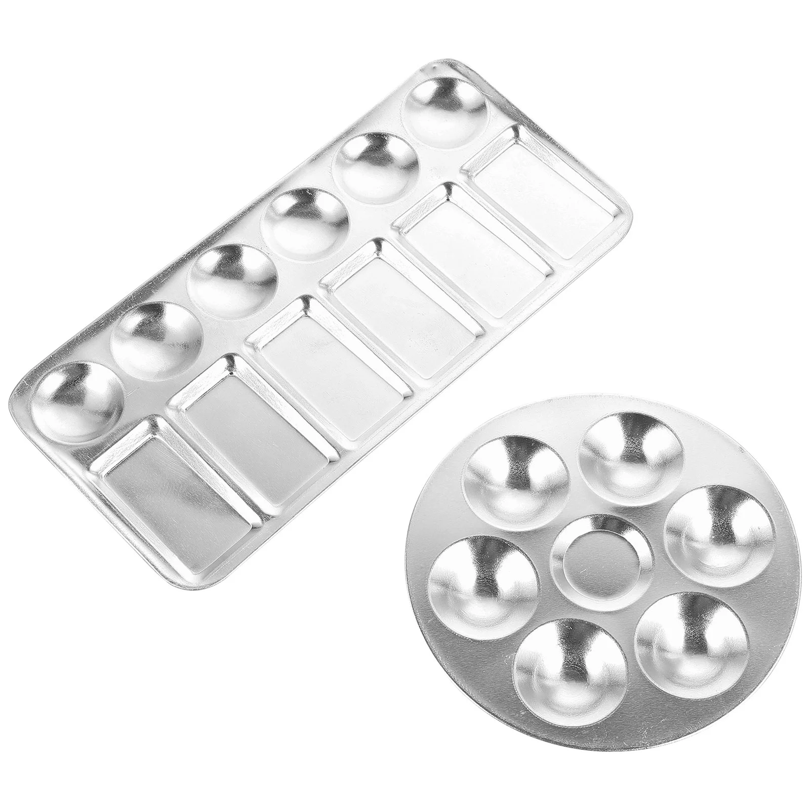 2pcs Stainless Steel Pigment Trays Watercolor Mixing Trays Coloring Trays (Silver) ophir dual head mixing color stirring rods stainless steel sticks for paint pigment ink diy hobby model colored tools 15cm mg031