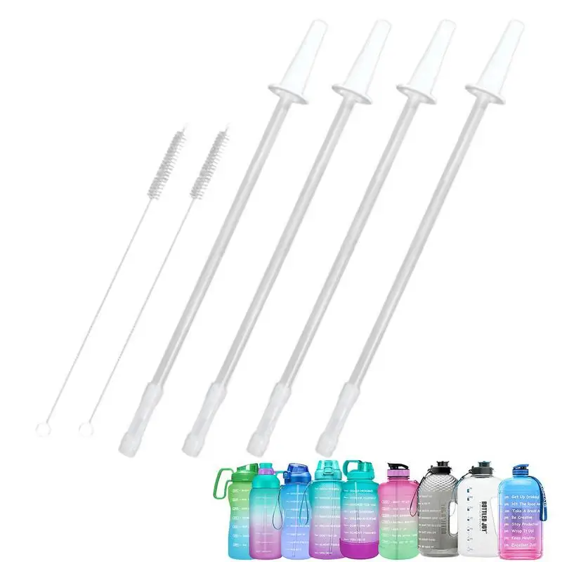 8-pack Replacement Straws for 1/Half Gallon Water Bottle (64 oz/ 128 oz  Jug),Reusable Silicone Straw Cut Short to Fit any Big Jug Bottle with Spout