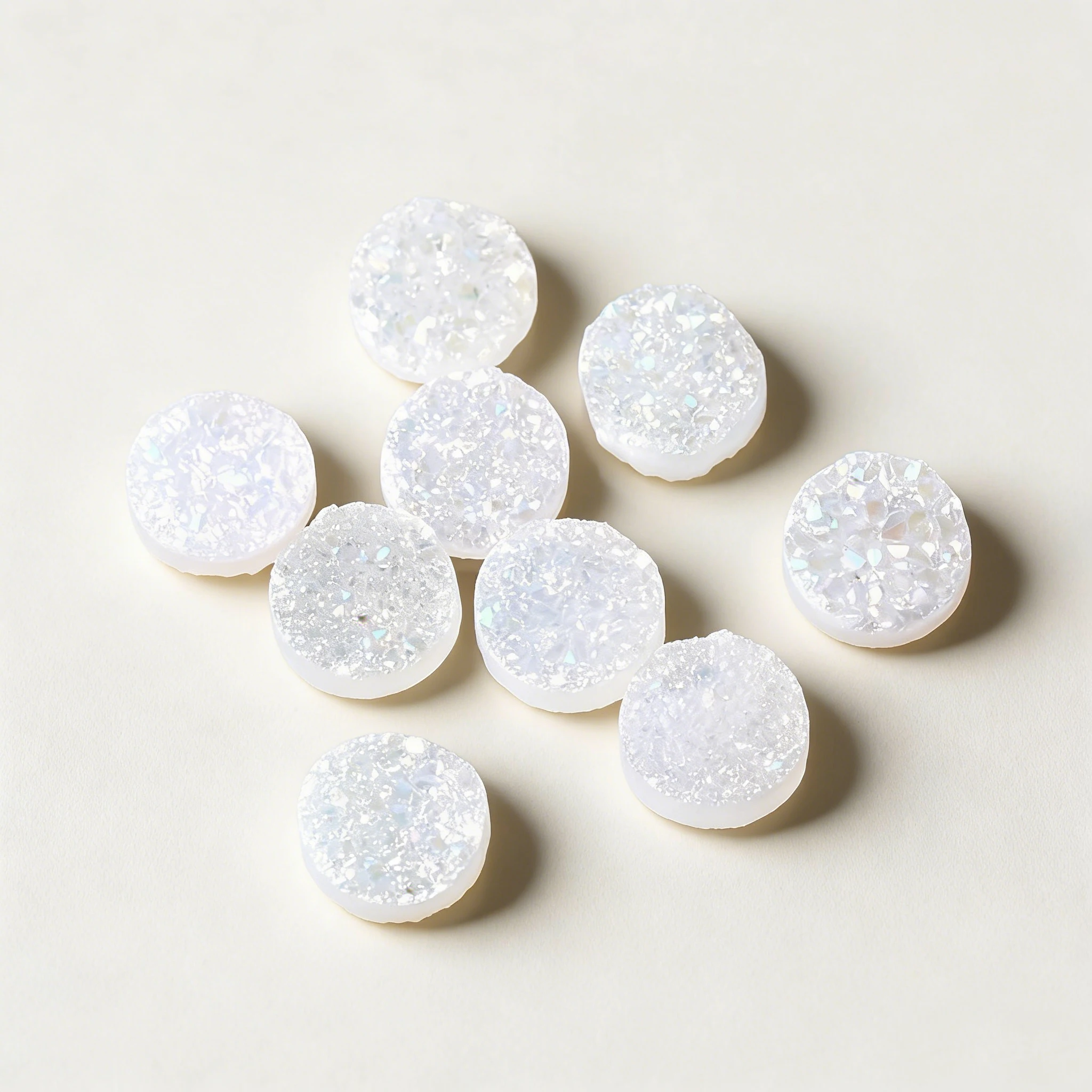 보석 제작용 12mm 블루 드루지 쿼츠 불규칙 표면 티타늄 원형 스톤 비즈 무광 카보숑 DIY 귀걸이 재료 10개/세트