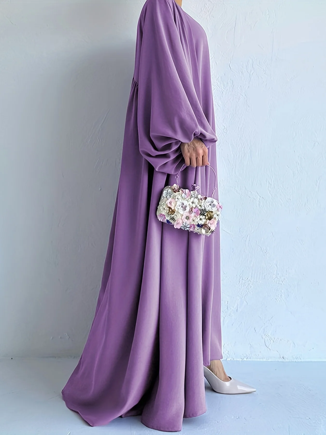 Sc1b71d02e3e745c58c3584a825728e29f kebaya Ramadan Elegant Solid Two-piece Set Dress, Open Front Coverup and Tie Waist Abayas Outfits, Islam Women's Clothing Mallzona