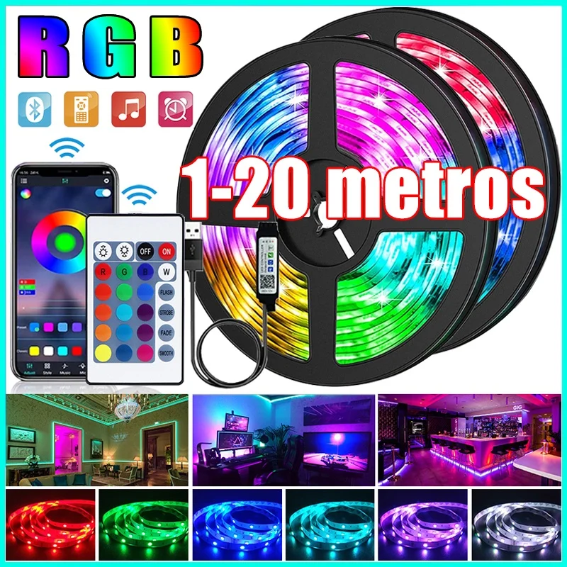 RGB Светодиодная лента 1-30 м/1180 дюйма, 5050 в пост. Тока, USB, с пультом ДУ