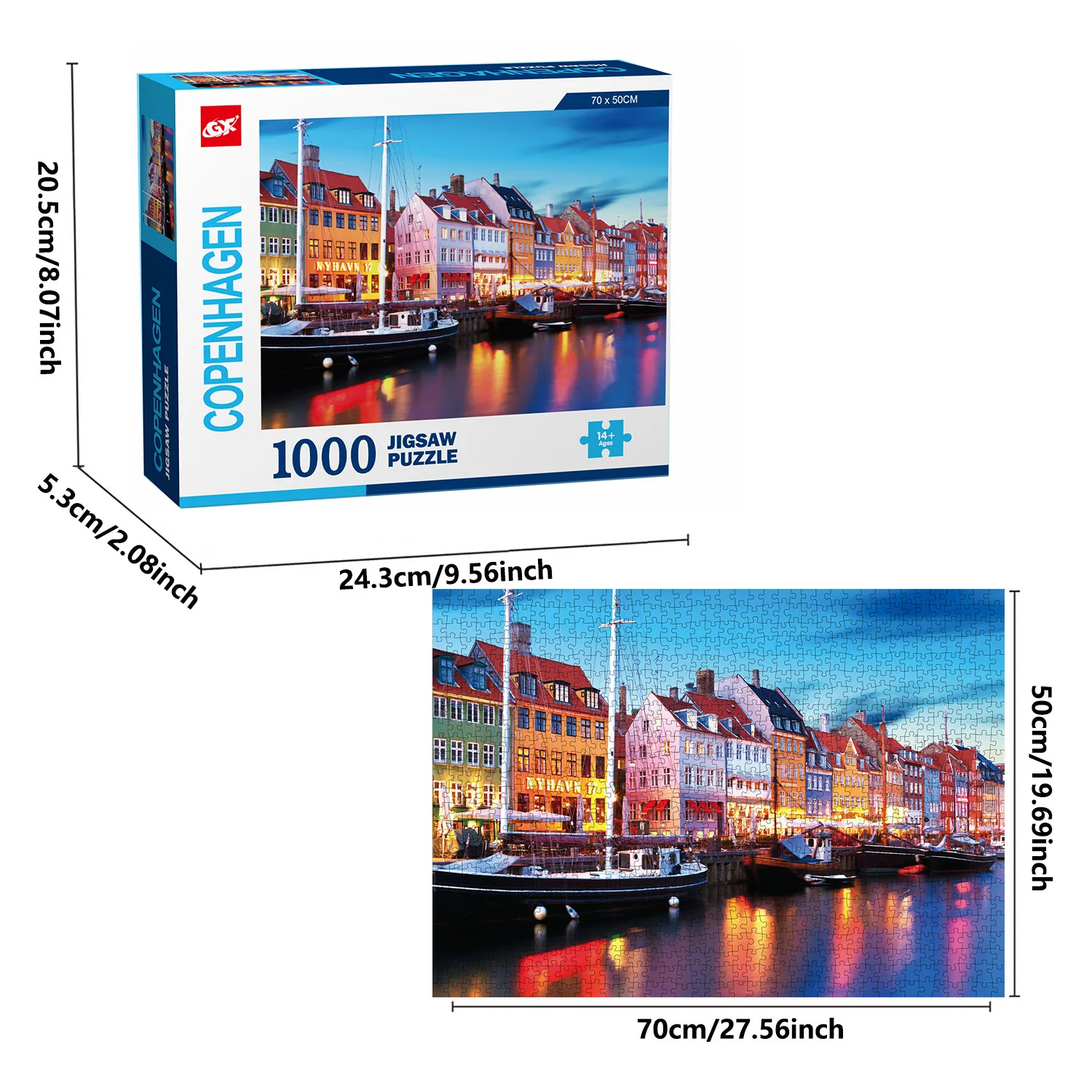 1000 Pieces Jigsaw Puzzles Copenhagen Adults Jigsaw Puzzle 70cmX50cm(27.5inchX19.7inch) Large Puzzle Toys Gift 2
