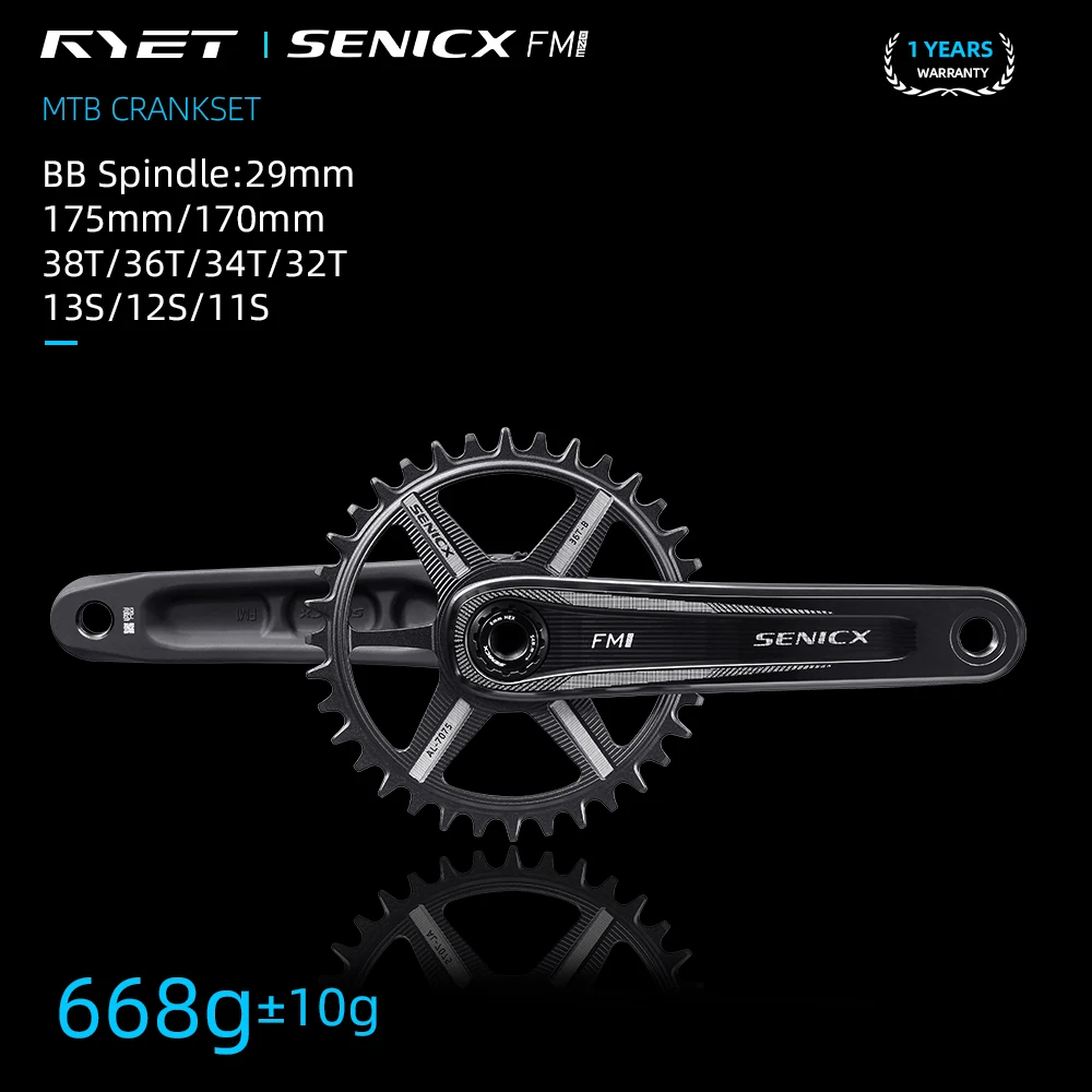 RYET SENICX FM2 MTB Crankset 29mm DUB 668g Lightweight Mountain Bike