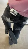 Jean gothique ONE DILEMMA pour femmes, vêtements Y2K, mode, paillettes, étoile à cinq branches, rivets, rétro, taille moyenne, pantalon à jambes larges 3