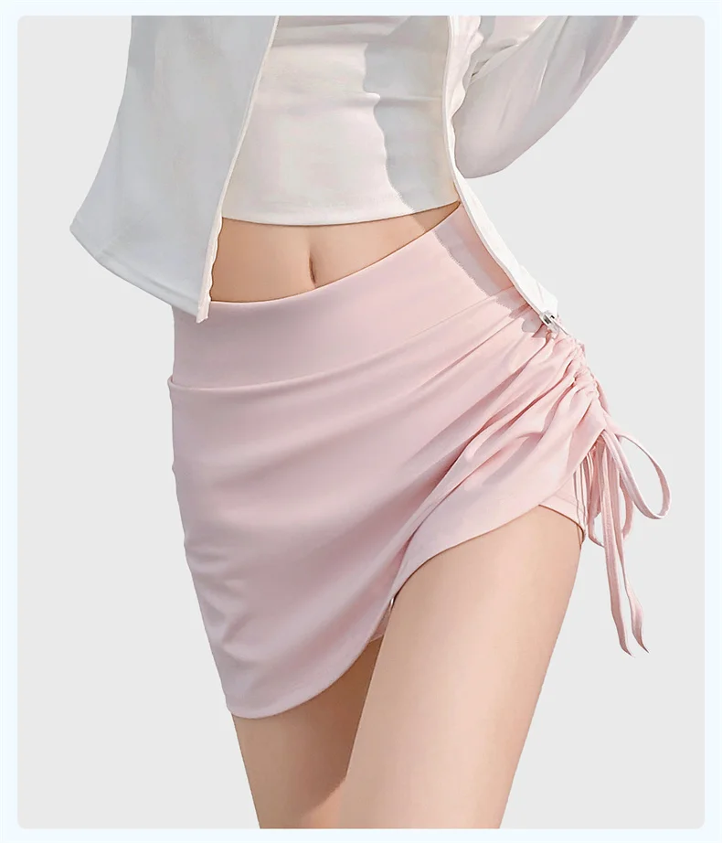 Damen-Tennis-Skorts mit hoher Taille, Kordelzug, plissiert, atmungsaktiv, elastisch, sportlich, Golf, Laufen, Joggen, Badminton-Culottes – Detail 13