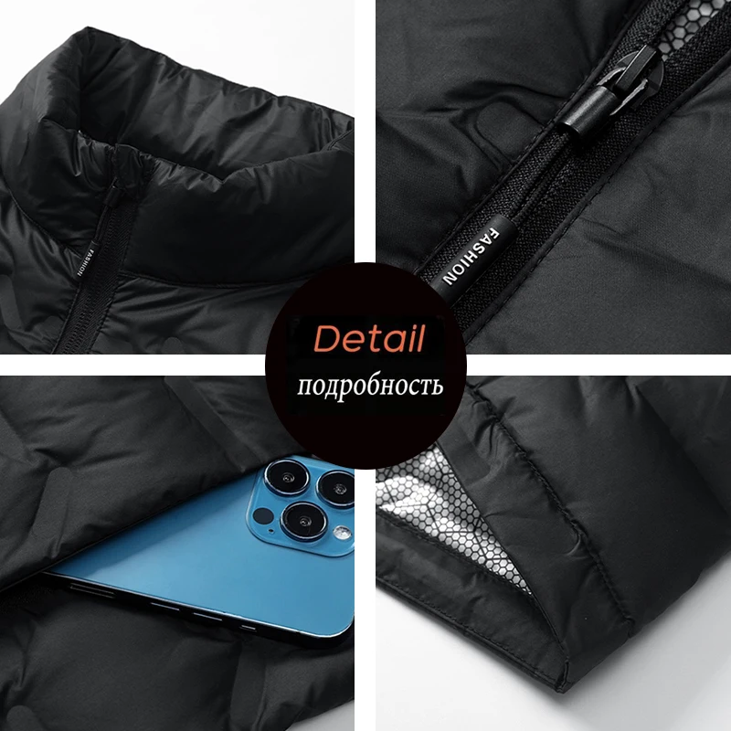 Winter Men Casual Windproof Padded Duck Down Parkas Coat Man Thick Stand Collar Parka Jacket Male Overcoat Outwear Plus Size 6XL