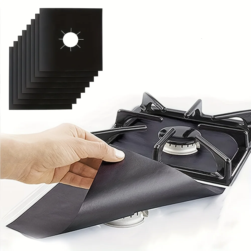 스토브 버너 커버-가스 스토브 보호대, 블랙 0.12mm 퀵 클리닝 라이닝, 10.6 X 10.6 BPA 프리, 6 개
