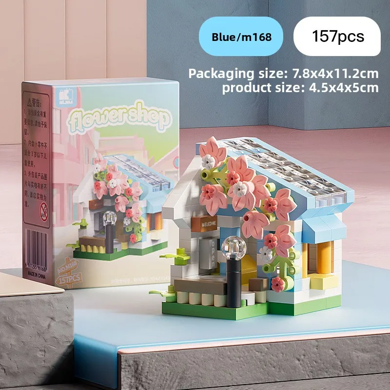 Mini Stadt Street View Blumenladen Lebensmittel Haus Bausteine Kit Wohnkultur Mädchen Montage Ziegel Modell Kinder Pädagogisches Spielzeug – Detail 8