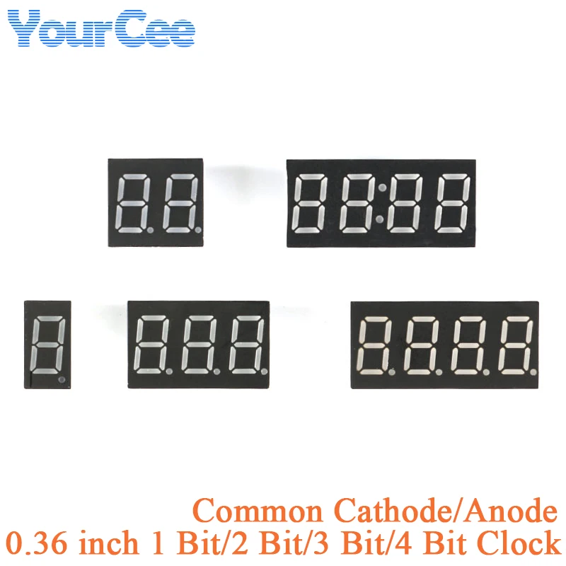 5pcs 0.36 inch LED Display 7 Segment 1 Bit/2 Bit/3 Bit/4 Bit Clock Digit Digital Tube Red Common Cathode/Anode led digital tube display