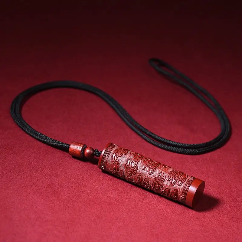 Genuine Cinnabar Pendant Can Be Opened Xiangyun Column with High Content of Zijin Sand Tube Waterproof Pendant
