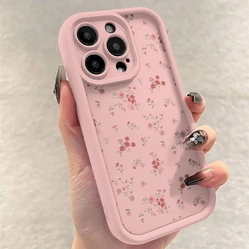 Pink Floral Fragments Luxury Phone Case - Y2K Inspired Cover
