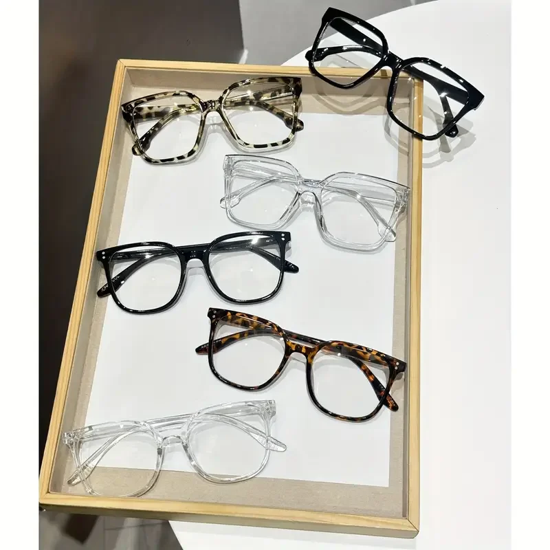 Blue Light Glasses - 6Pcs Square Frame Reading Glasses with Transparent Polycarbonate Lenses