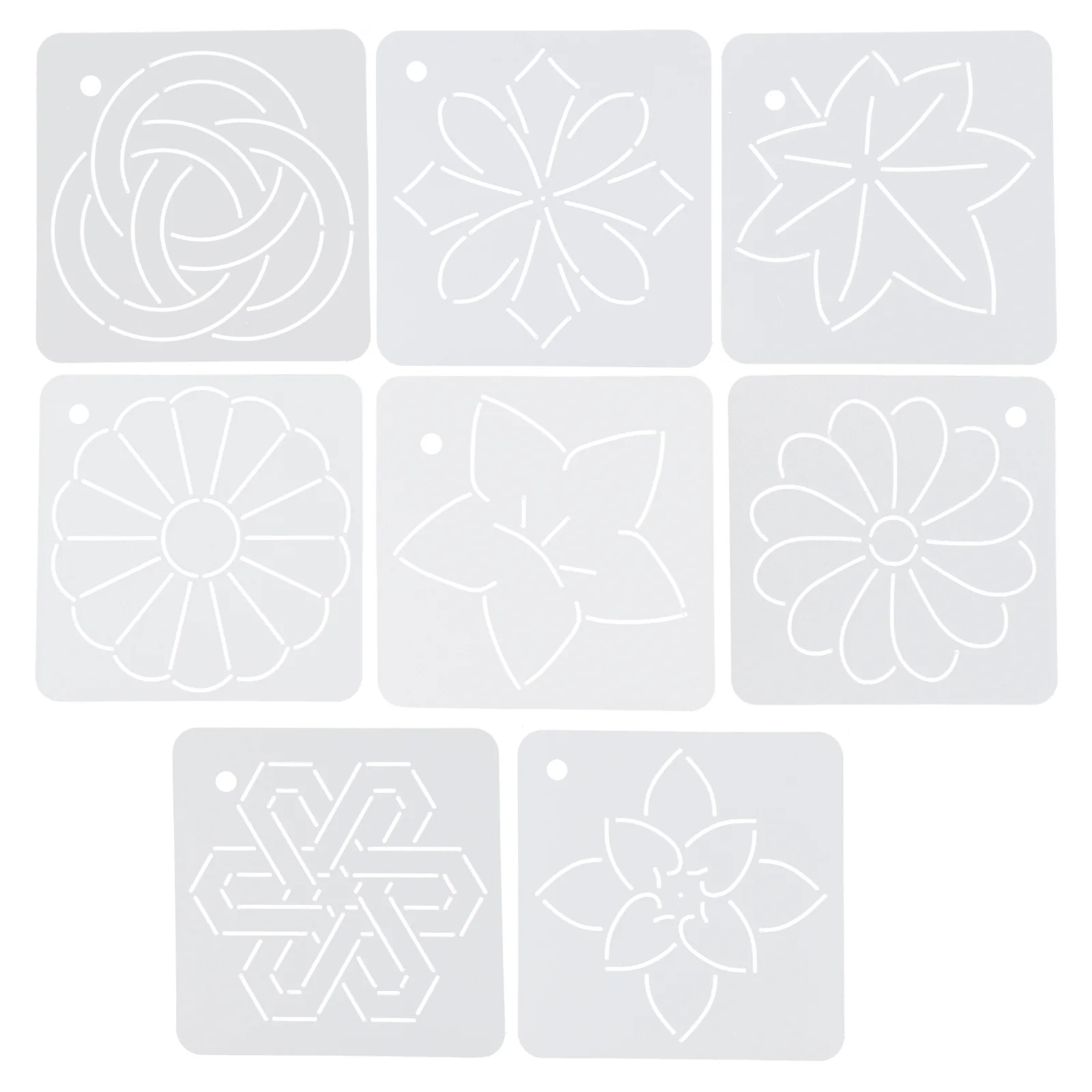 

8 Pcs Patchwork Template Painting Flower Line Quilting Quilled Paper Sewing Stencil Plastic