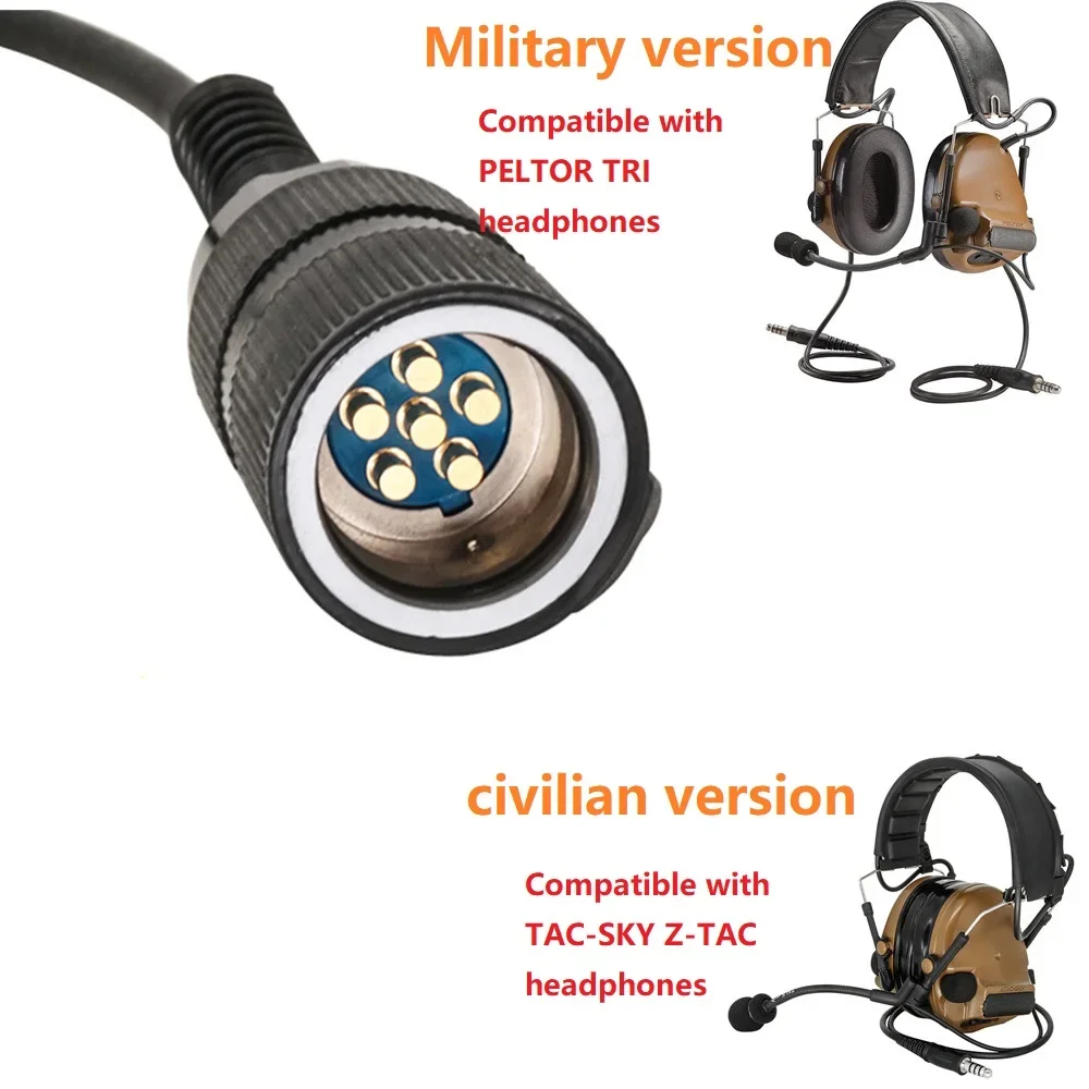 U94 V2 PTT Tactical Headset Adapter 6Pin U94 Ptt for PRC 148 152 Walkie Talkie Dummy Model for Pelto Comtac / TAC-SKY Headset